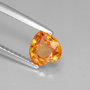 Saphir orange naturelle forme de coeur, 1,12 ct, VVS-VS