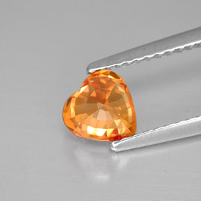 Saphir orange naturelle forme de coeur, 1,07 ct, VVS-VS