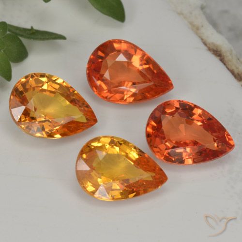 Achetez naturel 3,85ct orange saphir gems, en forme de poire, en provenance tanzanie chez gemselect. en stock, livraison internationale!