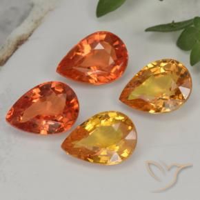 Achetez naturel 3,85ct orange saphir gems, en forme de poire, en provenance tanzanie chez gemselect. en stock, livraison internationale!