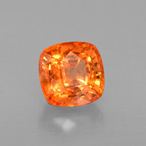 Saphir orange naturelle coupe coussin, 0,88 ct, VS