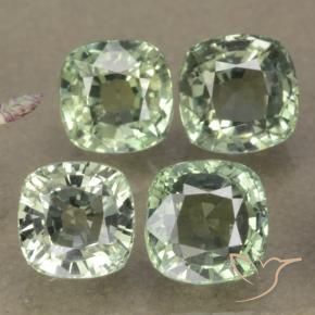 Shop natural 3.54ct Pale Green    Saphir gems, Coussin, from Tanzanie at GemSelect. In stock, global shipping!