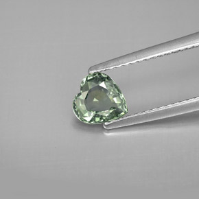Saphir vert naturelle forme de coeur, 0,90 ct, VVS-VS