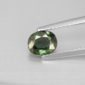 Saphir vert naturelle coupe ovale, 0,80 ct, VS