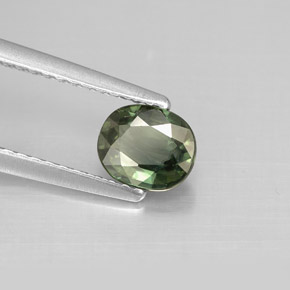 Saphir vert naturelle coupe ovale, 0,80 ct, VS