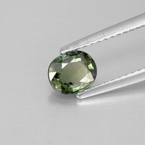 Saphir vert naturelle coupe ovale, 0,78 ct, VS