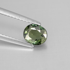 Saphir vert naturelle coupe ovale, 0,78 ct, VS