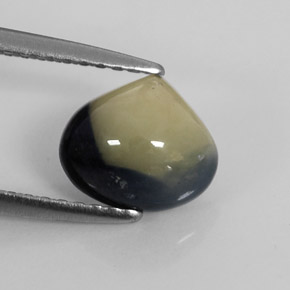 Saphir bicolore naturelle en forme de poire, 1,75 ct, opaque