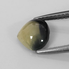Saphir bicolore naturelle en forme de poire, 1,75 ct, opaque