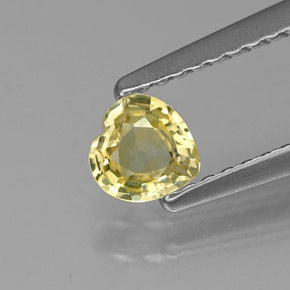 Saphir jaune naturelle forme de coeur, 0,38 ct, VVS