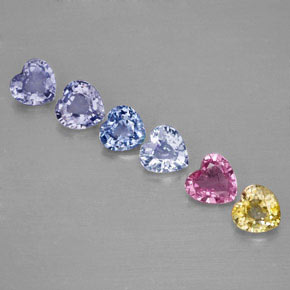 Achetez naturel ct multicolore saphir gems, forme de coeur, en provenance sri lanka (ceylan) chez gemselect. en stock, livraison internationale!