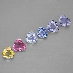 Achetez naturel ct multicolore saphir gems, forme de coeur, en provenance sri lanka (ceylan) chez gemselect. en stock, livraison internationale!