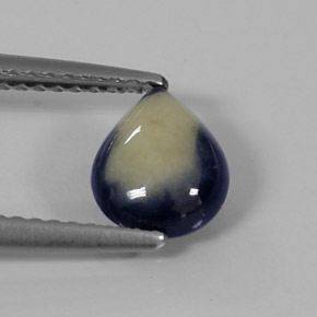 Saphir bicolore naturelle en forme de poire, 1,31 ct, opaque