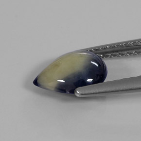 Saphir bicolore naturelle en forme de poire, 1,31 ct, opaque