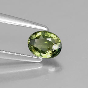 Saphir vert naturelle coupe ovale, 0,51 ct, VVS-VS