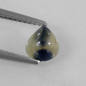 Saphir bicolore naturelle en forme de poire, 1,45 ct, opaque