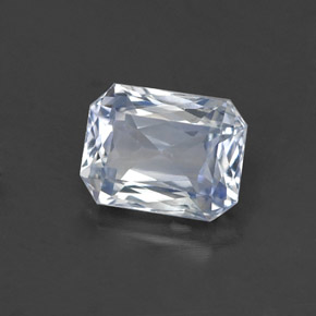 Saphir blanc naturelle taille émeraude, 1,51 ct, VS