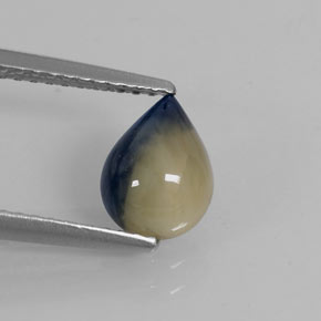 Saphir bicolore naturelle en forme de poire, 1,66 ct, opaque