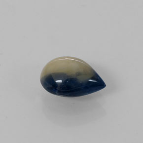 Saphir bicolore naturelle en forme de poire, 1,66 ct, opaque