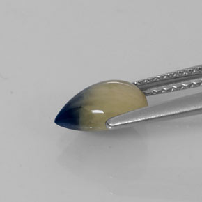 Saphir bicolore naturelle en forme de poire, 1,66 ct, opaque