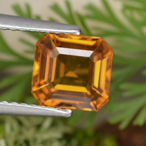 Saphir orange naturelle taille émeraude, 2,08 ct, VS-SI