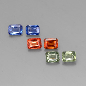 Achetez naturel ct multicolore saphir gems, taille émeraude, en provenance tanzanie (songea) chez gemselect. en stock, livraison internationale!