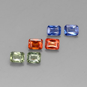 Achetez naturel ct multicolore saphir gems, taille émeraude, en provenance tanzanie (songea) chez gemselect. en stock, livraison internationale!