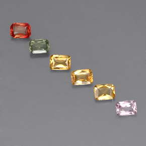 Achetez naturel 1,20ct multicolore saphir gems, taille émeraude, en provenance tanzanie chez gemselect. en stock, livraison internationale!
