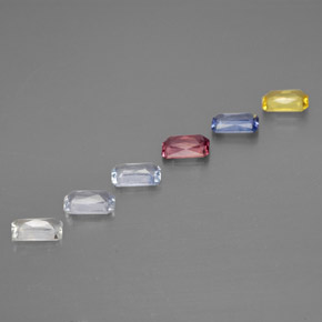 Achetez naturel 1,76ct multicolore saphir gems, taille émeraude, en provenance tanzanie chez gemselect. en stock, livraison internationale!