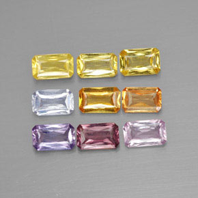 Achetez naturel 2,54ct multicolore saphir gems, taille émeraude, en provenance tanzanie chez gemselect. en stock, livraison internationale!