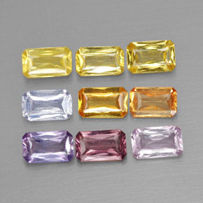 Achetez naturel 2,54ct multicolore saphir gems, taille émeraude, en provenance tanzanie chez gemselect. en stock, livraison internationale!