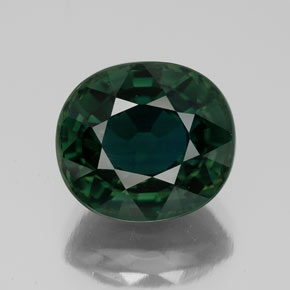 Saphir vert naturelle coupe ovale, 5,99 ct, VVS