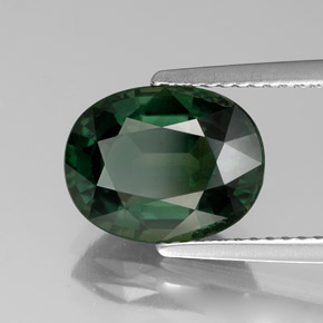 Saphir vert naturelle coupe ovale, 4,29 ct, VVS