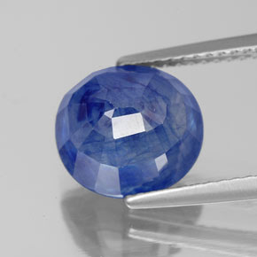 Saphir bleue naturelle coupe ovale, 5,46 ct, SI