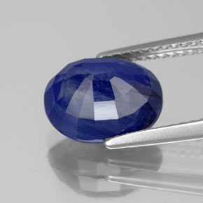 Saphir bleue naturelle coupe ovale, 4,46 ct, SI