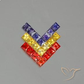 3.08ctw Naturel Multicolore Saphir, Carré, VVS-VS