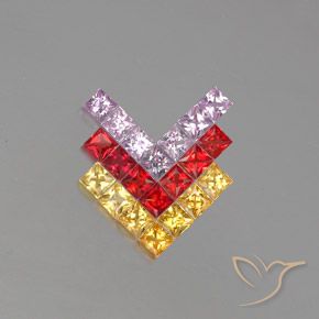 3.05ctw Naturel Multicolore Saphir, Carré, VVS-VS