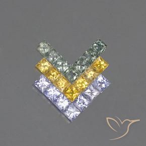 3.08ctw Naturel Multicolore Saphir, Carré, VVS-VS