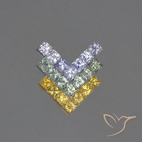 2.84ctw Naturel Multicolore Saphir, Carré, VVS-VS
