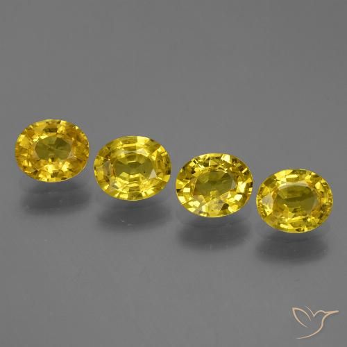3.00ctw Naturel Jaune moyen Saphir, ovale, VS