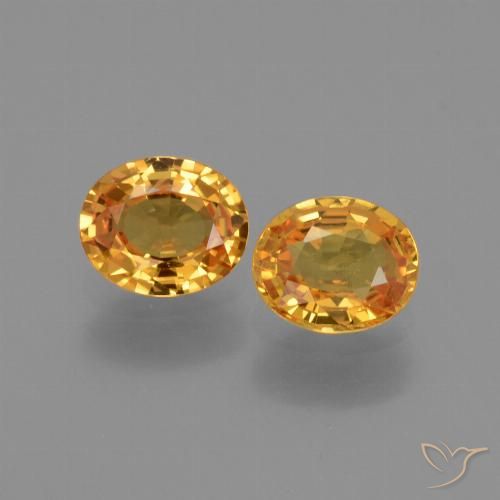 1.54ctw Naturel Or orange foncé Saphir, ovale, VS