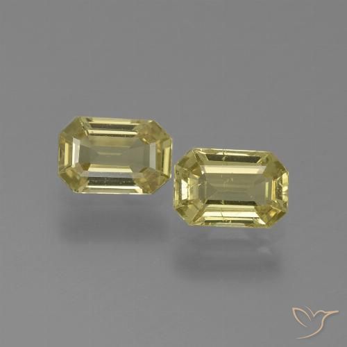 1.29ctw Naturel Jaune moyen Saphir, Taille émeraude, VS