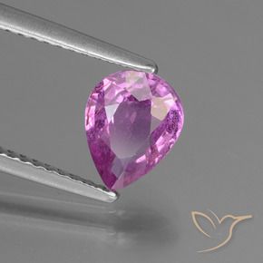 Saphir Pourpre moyen naturelle En forme de poire, 1.32 ct, VS-SI