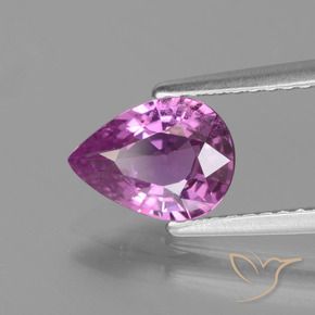 Saphir Pourpre rosâtre intense naturelle En forme de poire, 1.48 ct, VS