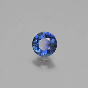 Saphir bleu foncé naturelle coupe roude, 0,62 ct, VVS-VS