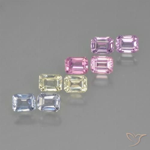 2.25ctw Naturel Multicolore Saphir, Taille émeraude, VS