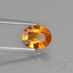 Saphir Orange foncé naturelle ovale, 1.05 ct, VVS-VS