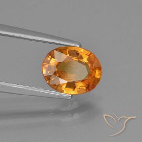 Saphir Orange foncé naturelle ovale, 1.32 ct, VS-SI