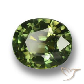 Saphir Vert moyen-foncé naturelle ovale, 4.54 ct, VVS-VS