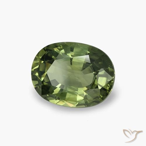 Saphir Vert moyen-foncé naturelle ovale, 4.09 ct, VVS-VS